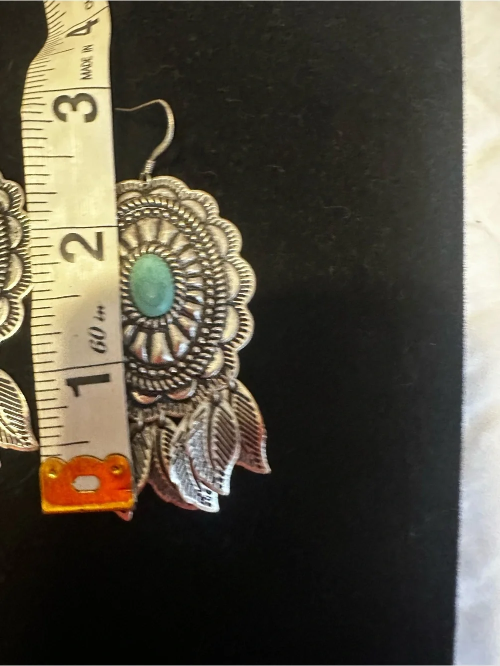 Southwestern Style Concho  Silver Tone Dangle Earrings